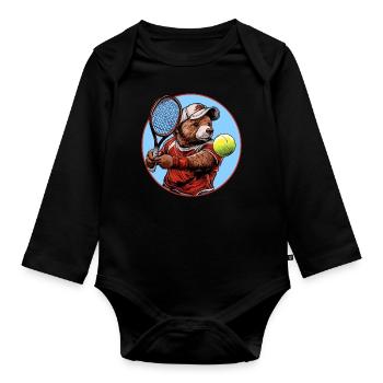 Joueur de tennis Bear - Body Bébé bio manches longues - noir - Devant