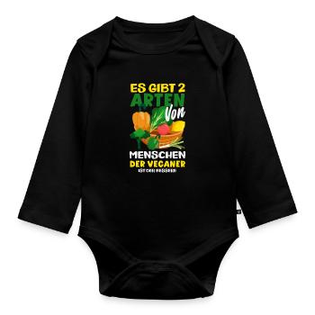 Attention I'm Vegan Funny Vegan Gift - Organic Longsleeve Baby Bodysuit - black - Front