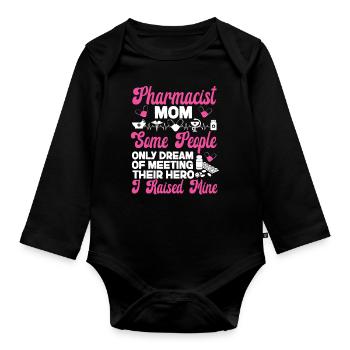Pharmacy Tech Technician - Organic Longsleeve Baby Bodysuit - black - Front