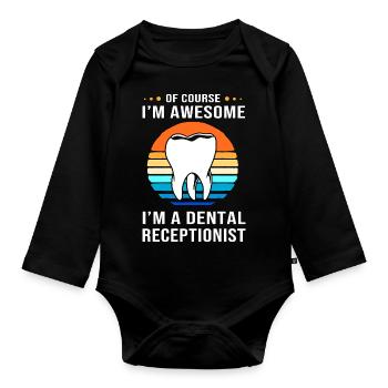 Receptionist Dentist Dental Dentist - Organic Longsleeve Baby Bodysuit - black - Front