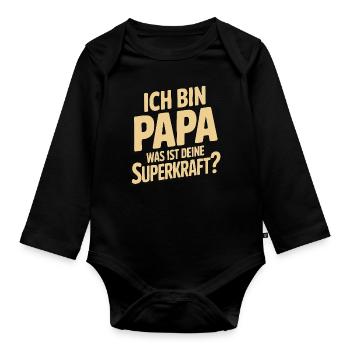 I'm Dad – What's Your Superpower? - Organic Longsleeve Baby Bodysuit - black - Front