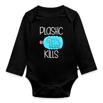Plastic Kills - Baby Bio-Langarm-Body - Schwarz - Vorne