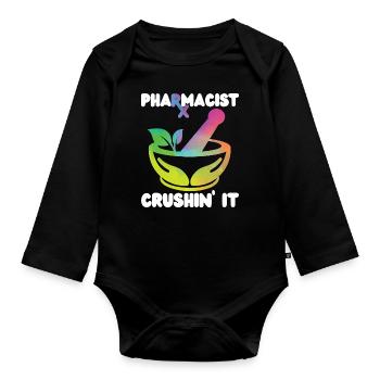 Pharmacy Tech Technician - Organic Longsleeve Baby Bodysuit - black - Front