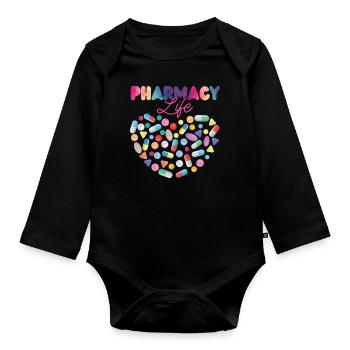 Pharmacy Tech Technician - Organic Longsleeve Baby Bodysuit - black - Front