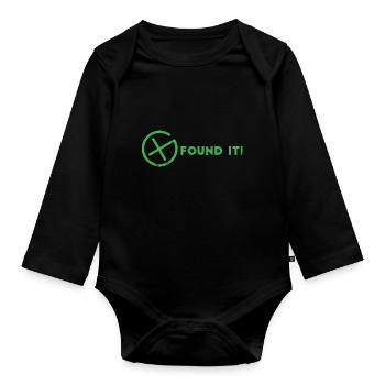 Geocaching, geocache, GPS, hiking, nerd - Organic Longsleeve Baby Bodysuit - black - Front
