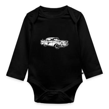Chevy Bel Air / Oldtimer 01_weiß - Baby Bio-Langarm-Body - Schwarz - Vorne