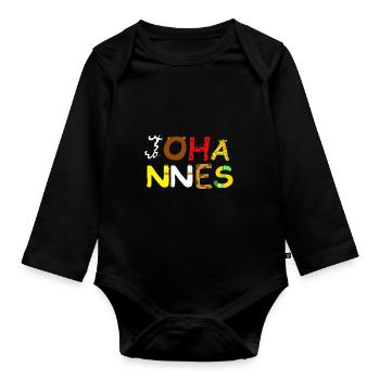 Nom Johannes avec des lettres d'animaux - Body Bébé bio manches longues - noir - Devant