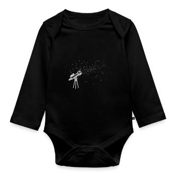Telescope Stars - Organic Longsleeve Baby Bodysuit - black - Front