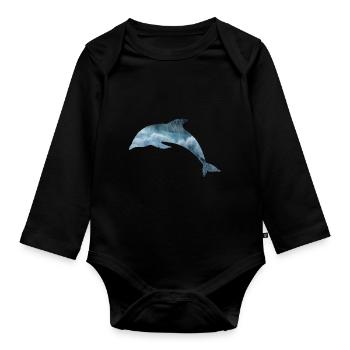 Delphin Meer - Baby Bio-Langarm-Body - Schwarz - Vorne
