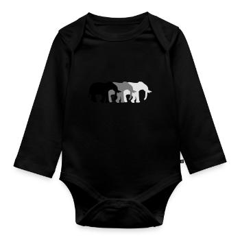 3 Elephants - Organic Longsleeve Baby Bodysuit - black - Front