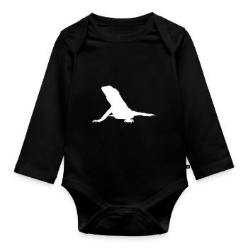 Bearded Dragon Agame white gift idea - Organic Longsleeve Baby Bodysuit - black - Front
