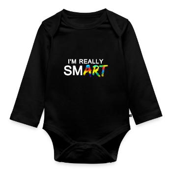 Really SmART 02 - Organic Longsleeve Baby Bodysuit - black - Front