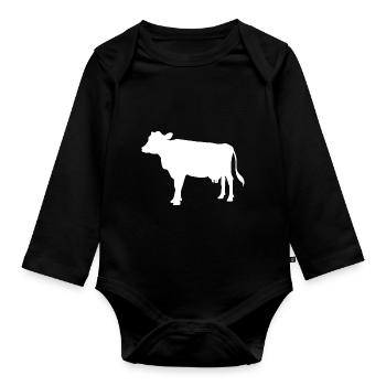 Cow muh cattle animal cattle farm gift - Organic Longsleeve Baby Bodysuit - black - Front