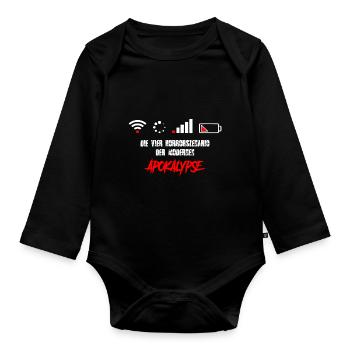 Apokalypse - WLAN - Internet - Akku aus - Baby Bio-Langarm-Body - Schwarz - Vorne