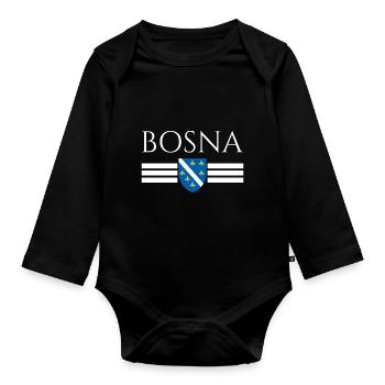 Bosnien Bosna Flagge Design - Baby Bio-Langarm-Body - Schwarz - Vorne