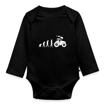 Traktor Evolution - Baby Bio-Langarm-Body - Schwarz - Vorne