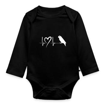 Budgie Budgie Bird bird - Organic Longsleeve Baby Bodysuit - black - Front