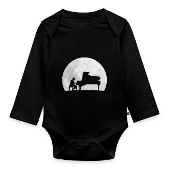 Joueur de piano Pleine lune musiciens cadeau - Body Bébé bio manches longues - noir - Devant