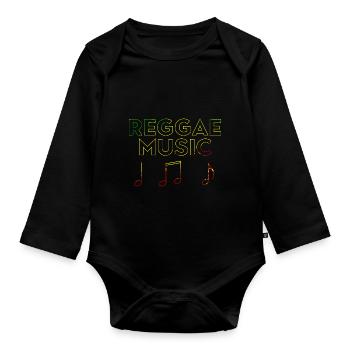 Reggae Musik Vinyl Rastafari Jamaika Afrikanischer - Baby Bio-Langarm-Body - Schwarz - Vorne