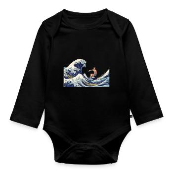 Surfeurs Grande vague avant Kanagawa Surf Japonais - Body Bébé bio manches longues - noir - Devant