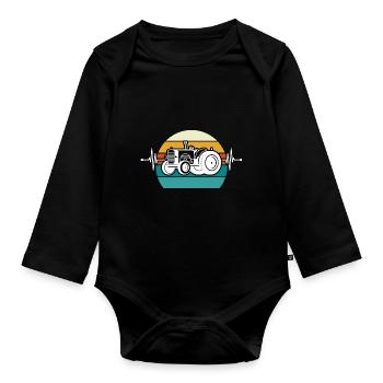 Herzschlag Trecker - Baby Bio-Langarm-Body - Schwarz - Vorne