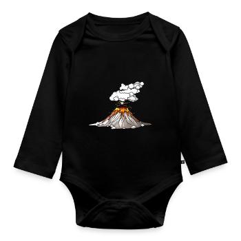 Vulkan Lava Eruption Motiv Geschenkidee - Baby Bio-Langarm-Body - Schwarz - Vorne
