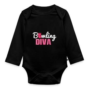 Bowling Diva - Keglerin kegeln Geschenk - Baby Bio-Langarm-Body - Schwarz - Vorne