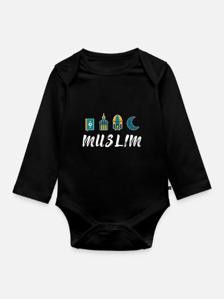 Muslim Vintage Moslem Retro - Ekologisk långärmad babybody - svart