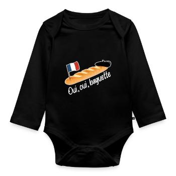 Oui Oui Baguette - Funny French Food - Organic Longsleeve Baby Bodysuit - black - Front