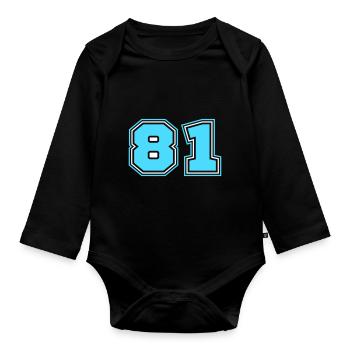 81 Zahl nummer - Baby Bio-Langarm-Body - Schwarz - Vorne