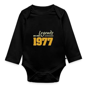 1977 - Organic Longsleeve Baby Bodysuit - black - Front