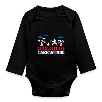 TKD Korean Martial Arts Tae Kwon - Baby Bio-Langarm-Body - Schwarz - Vorne
