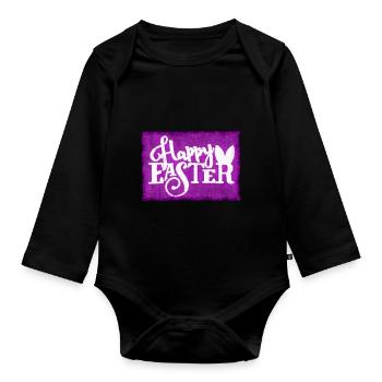 Easter - Organic Longsleeve Baby Bodysuit - black - Front