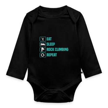 klettern kletterer bergsport boulder boulderer - Baby Bio-Langarm-Body - Schwarz - Vorne
