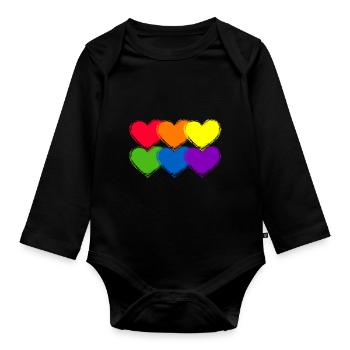Pride Heart Lgbtq Bisexual Rainbow Love Transgende - Baby Bio-Langarm-Body - Schwarz - Vorne