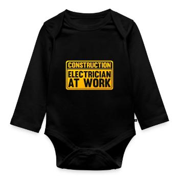 Electrician Electrical Engineer Electronics Technician - Organic Longsleeve Baby Bodysuit - black - Front