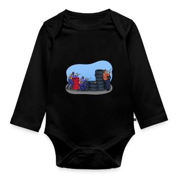 Paintball illustration - Organic Longsleeve Baby Bodysuit - black - Front