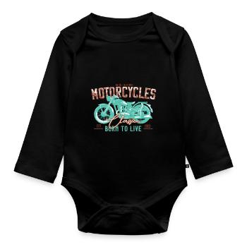 Bikers, motorcyclists - Organic Longsleeve Baby Bodysuit - black - Front