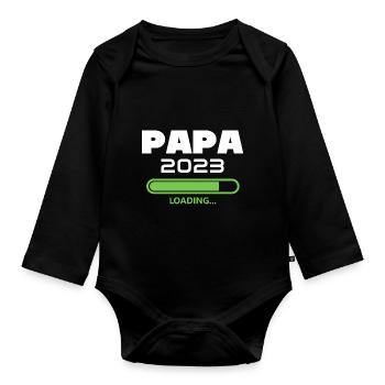 Papa 2023 Loading future dad 2023 - Organic Longsleeve Baby Bodysuit - black - Front