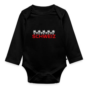 Gentiane suisse - Body Bébé bio manches longues - noir - Devant