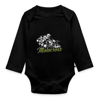 Motocross Dirtbike Dirt Bike Cross Fahrer Braap - Baby Bio-Langarm-Body - Schwarz - Vorne