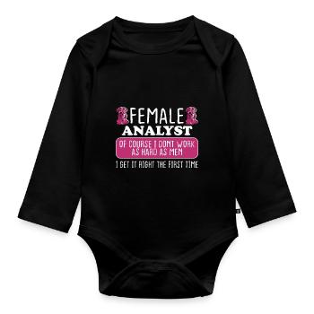 Analyste féminine Bien faire les choses du premier coup - Body Bébé bio manches longues - noir - Devant