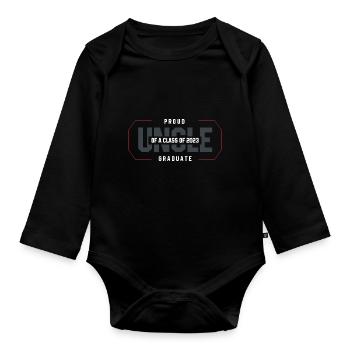 Proud Uncle of A Class of 2023 Graduate Gift - Organic Longsleeve Baby Bodysuit - black - Front