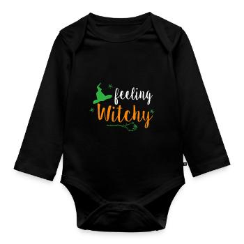 Feeling Witchy T-Shirt - Baby Bio-Langarm-Body - Schwarz - Vorne
