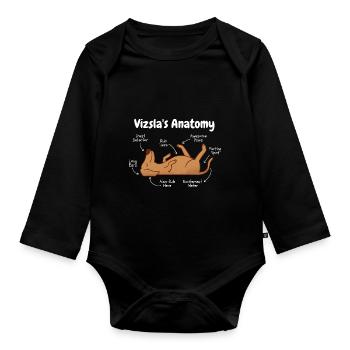 Anatomie d’un Vizsla - Body Bébé bio manches longues - noir - Devant