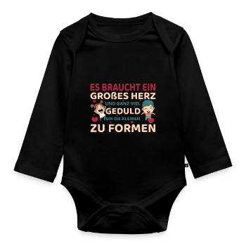 Erzieherin Tagesmutter Es braucht viel Geduld - Baby Bio-Langarm-Body - Schwarz - Vorne