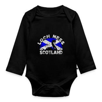 Monstre du Loch Ness en détresse Drapeau de l’Écosse - Body Bébé bio manches longues - noir - Devant
