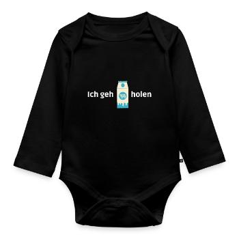 Milch holen - Baby Bio-Langarm-Body - Schwarz - Vorne