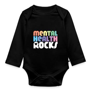 Mental Health Mentale Gesundheit - Organic Longsleeve Baby Bodysuit - black - Front