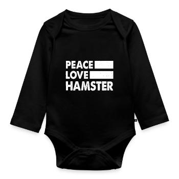Peace Love Hamster Animal Owner Hamster Lover Pet - Baby Bio-Langarm-Body - Schwarz - Vorne